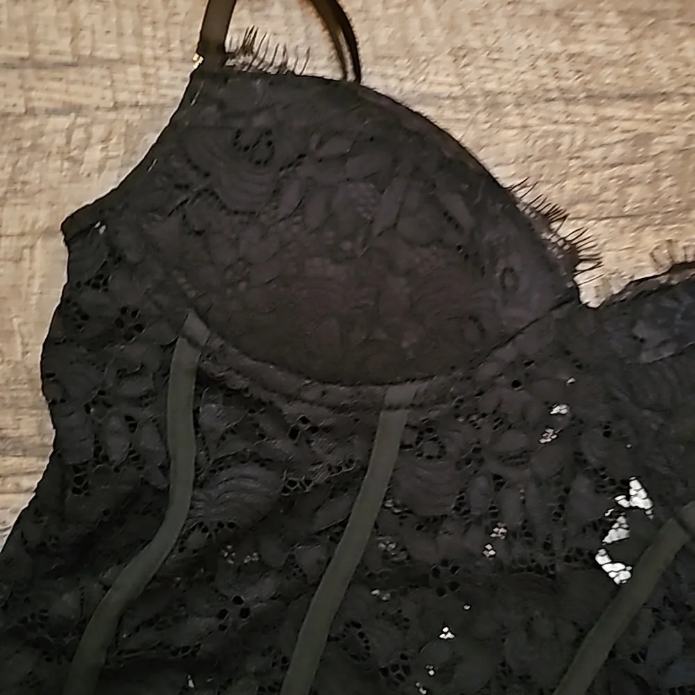 Revamped NWT Black Sexy Lace Bodysuit Zip up back SP - Picture 6 of 9
